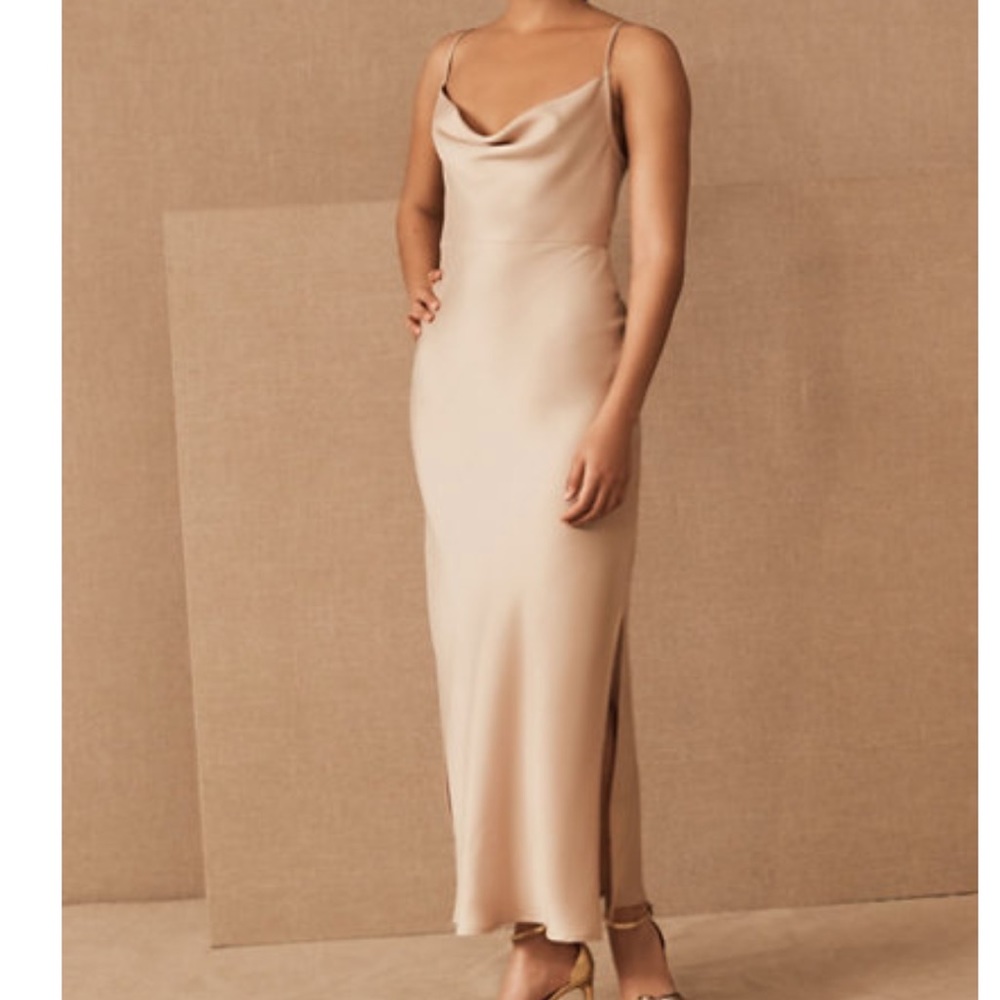 BHLDN cali satin charmeuse midi dress